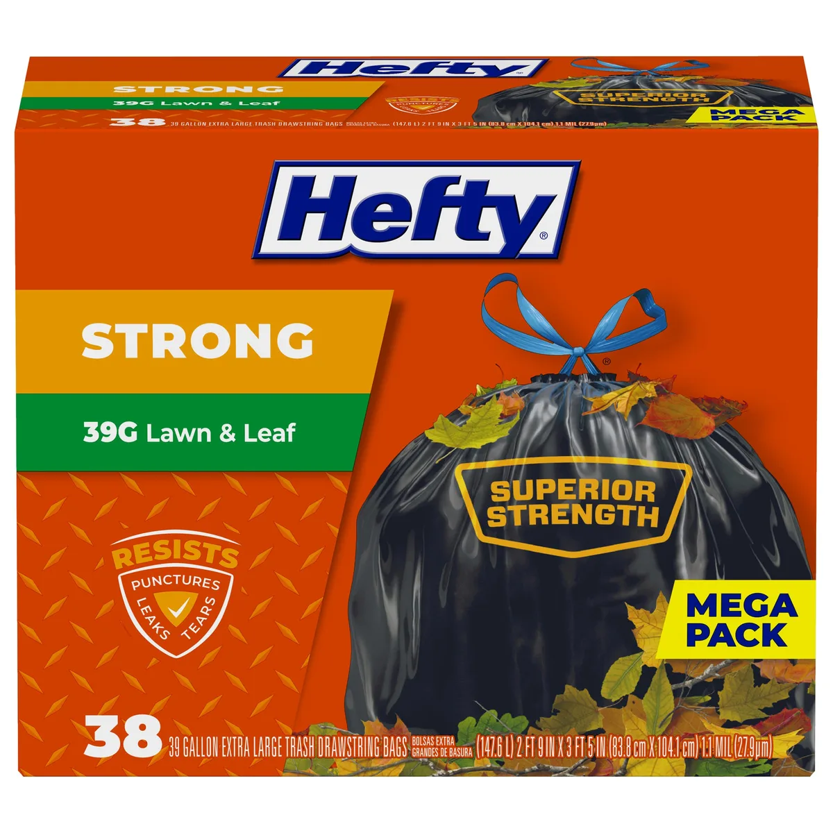 Box of 38 white 39-gallon lawn and leaf bags