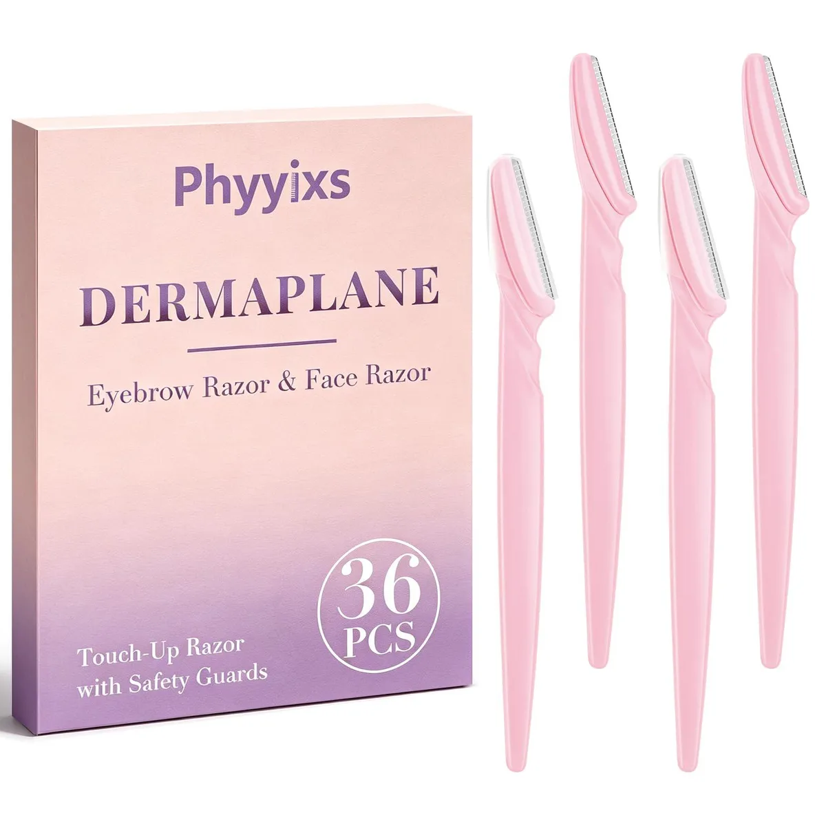 36 blush pink dermaplaning razors with protective covers