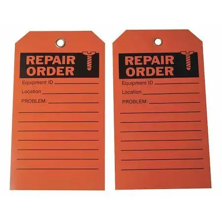 Ten white rectangular tags with metal-reinforced holes and 6.6 in cable ties