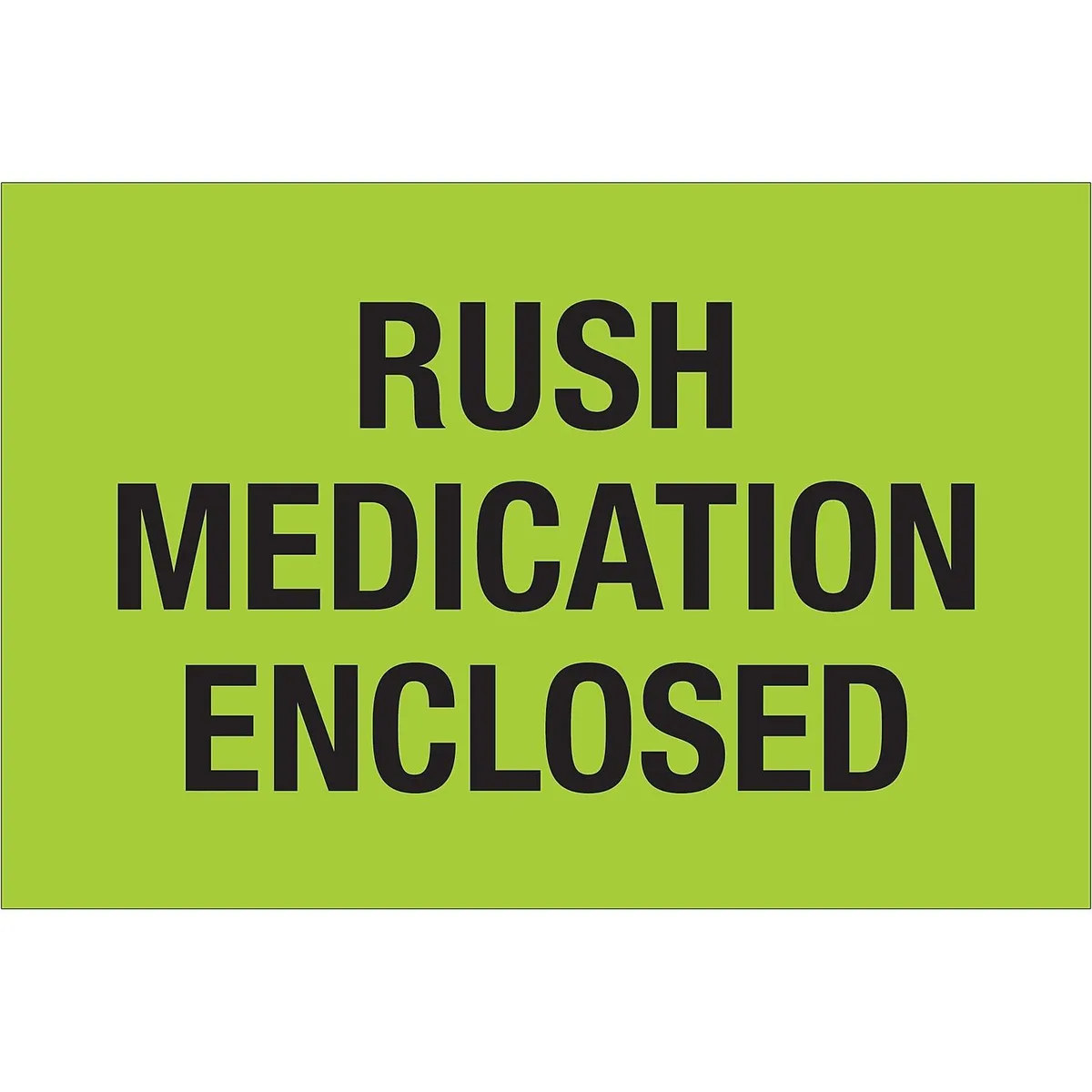 Tape Logic Tape Logic "Rush - Medication Enclosed" Labels Fluorescent Green 500/Roll 2x3 DL1336 — product photo