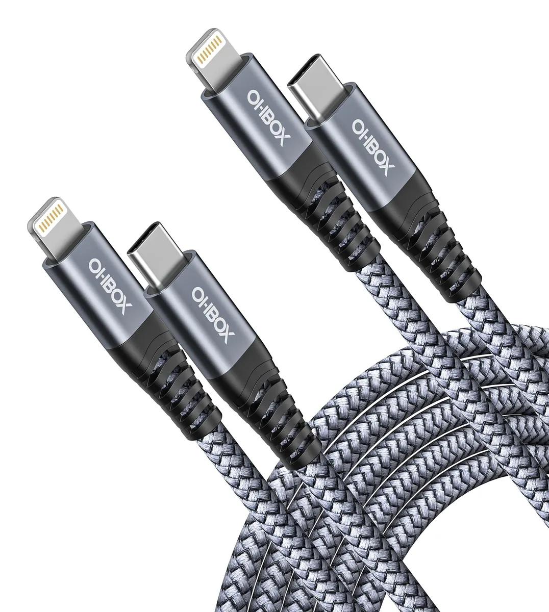 ohbox USB C to Lightning Cable 6ft 2-Pack Grey — product photo
