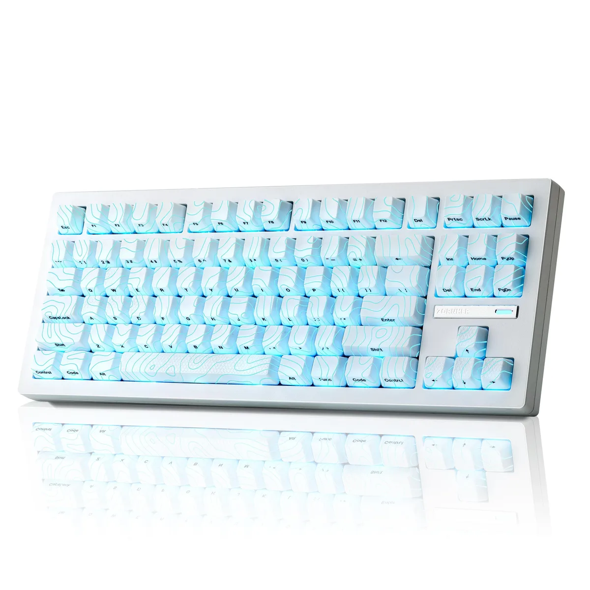ZORNHER ZORNHER ZH870 80% Wireless Mechanical Gaming Keyboard White Topographic — product photo