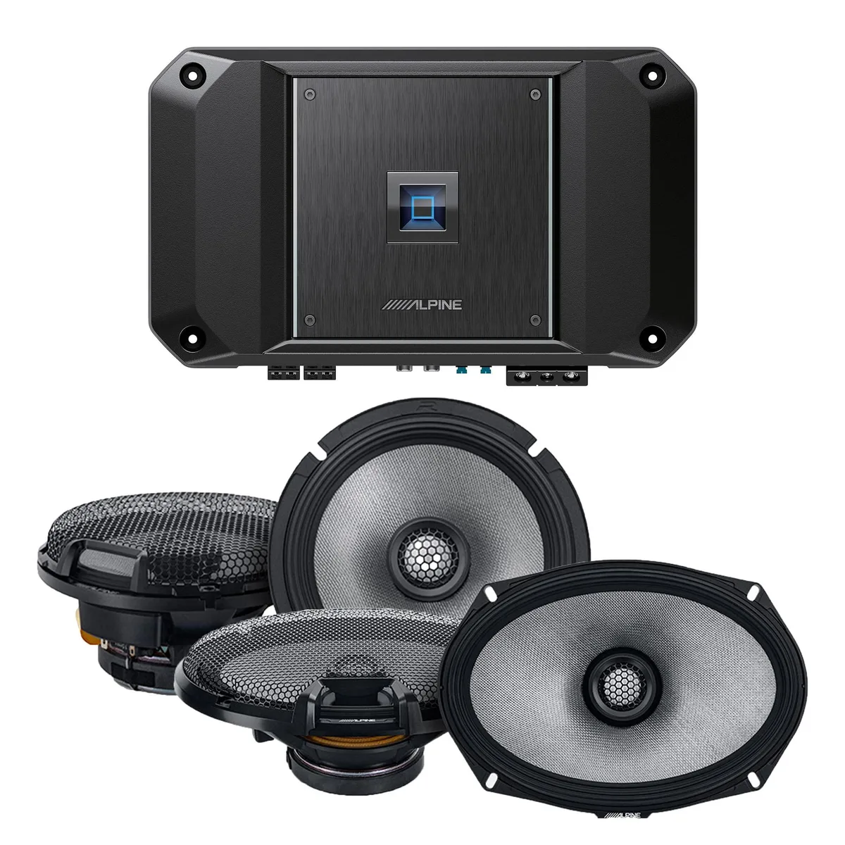 Alpine Alpine R2-A60F Type R 600W 4-Channel Amp with 6x9" &amp; 6.5" Coax Speakers + Wiring Kit — product photo