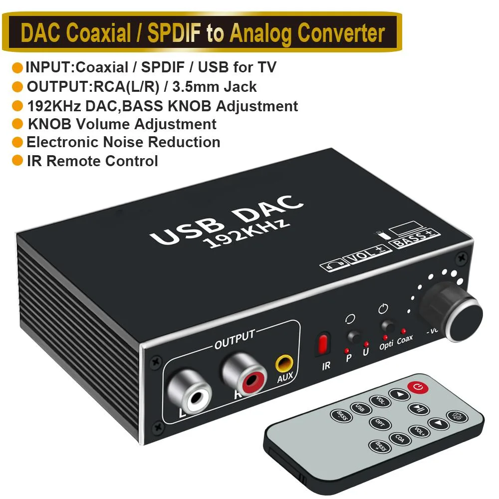 AUBEAMTO AUBEAMTO OZHL2 DAC 192kHz 24-bit Optical Coaxial USB to RCA 3.5mm Audio Video Converter — product photo