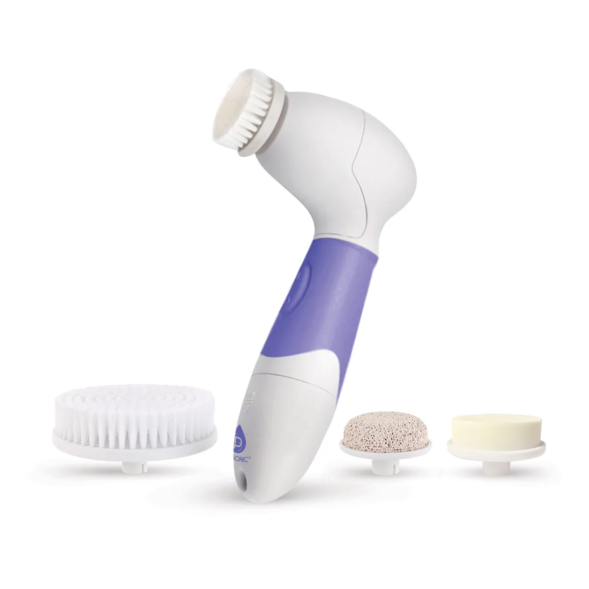 Pursonic Pursonic Facial Cleansing Brush Purple 360° rotation waterproof four attachments two speeds battery operated — product photo