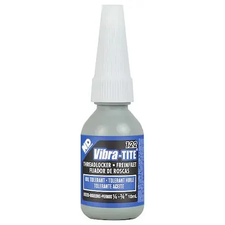 Small blue bottle of Vibra-TITE 12210 threadlocker