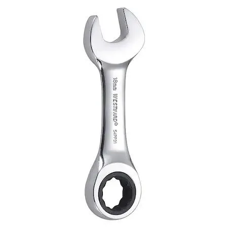 Westward 54PP31 combination stubby wrench 18mm chrome alloy steel