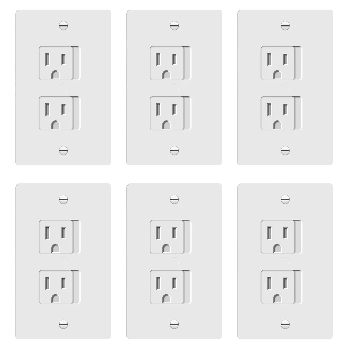  ENERLITES 8800-TR White Duplex Switch Plate 6 Pack — product photo