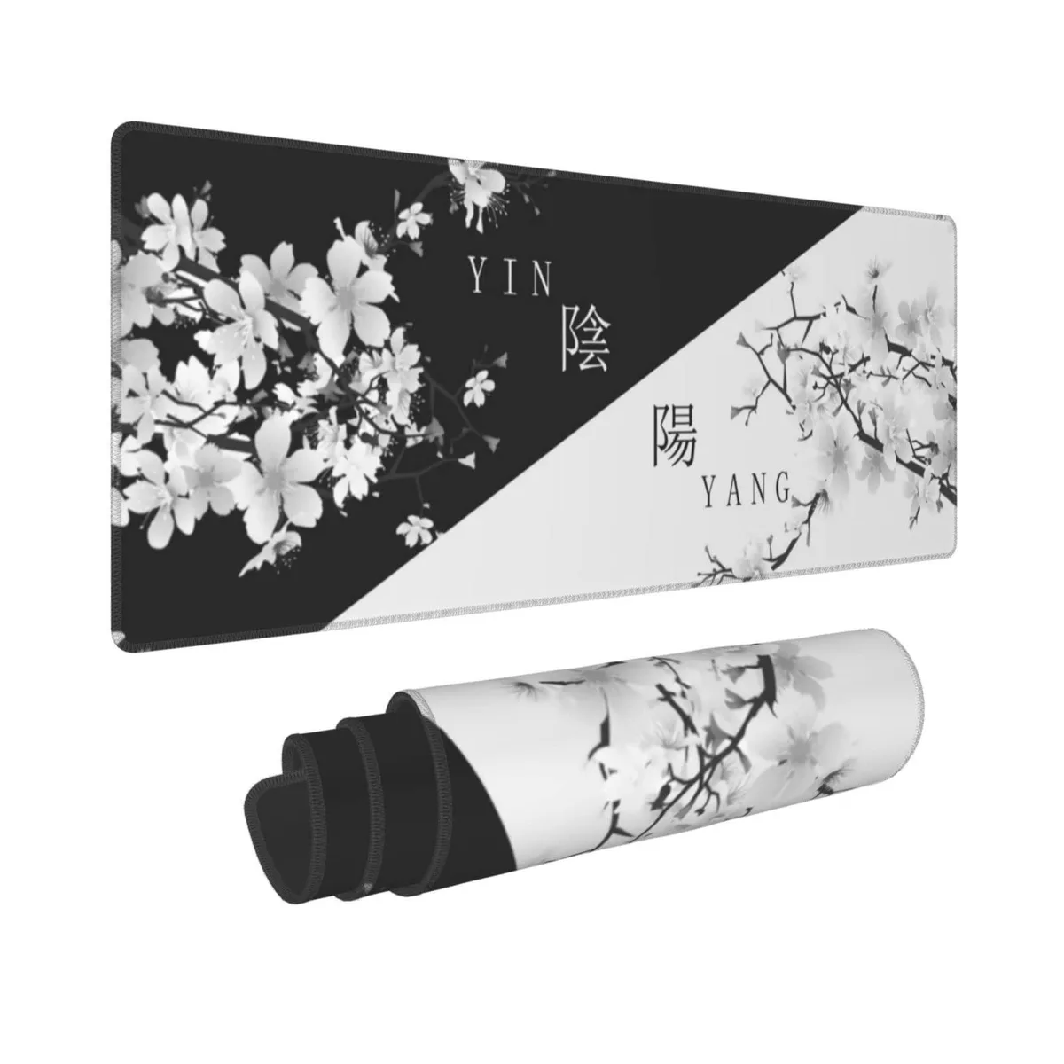  Keychron Japanese Black White Cherry Blossom Mouse Pad 31.5 x 11.8 — product photo