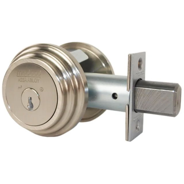 Medeco Medeco 11-R503-619-00 Satin Nickel Grade 1 Single Cylinder Deadbolt 2-3/8" Backset 1" Faceplate door lock — product photo