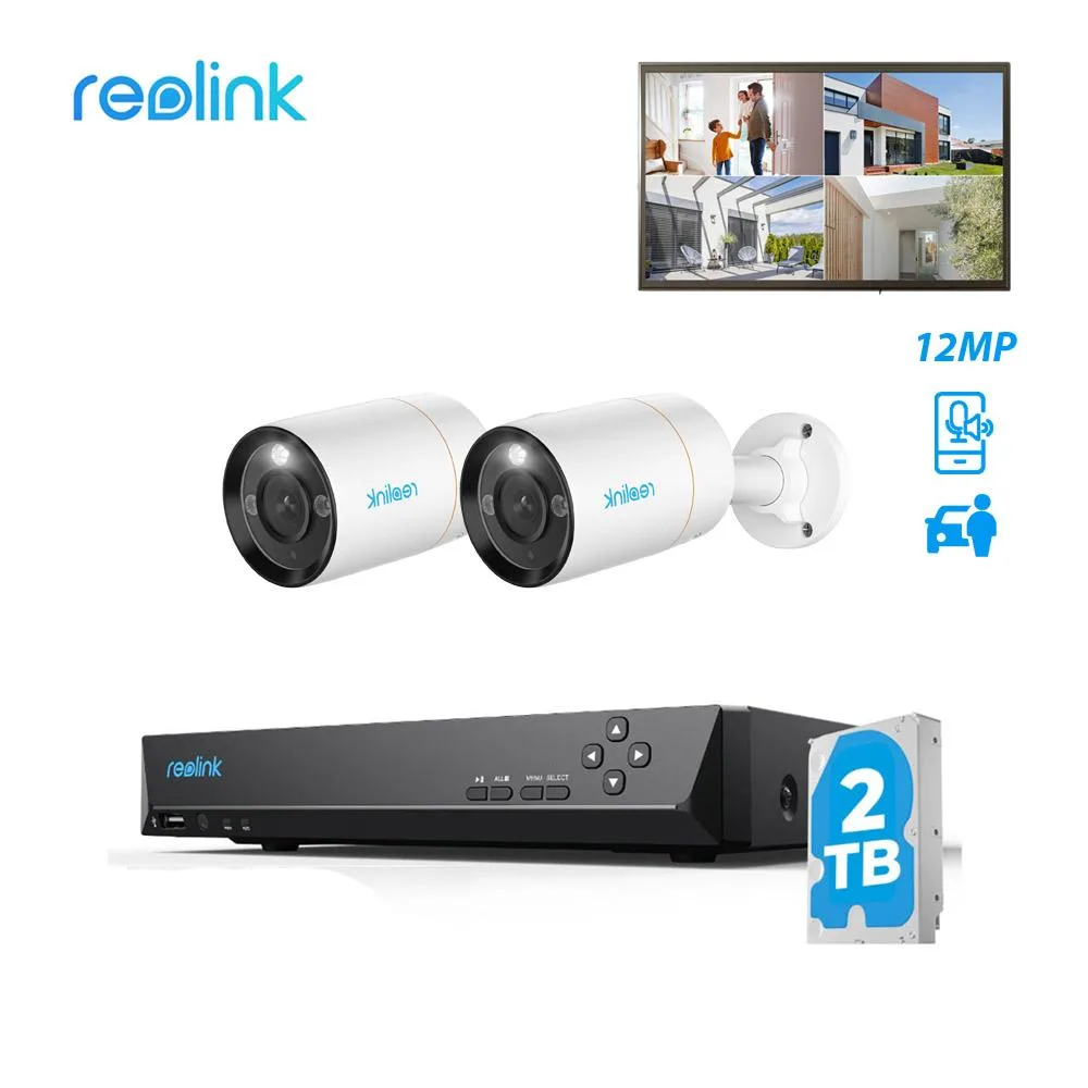 Reolink Reolink 8CH 12MP PoE Security System 4 Cameras RLN8-410 12TB HDD — product photo