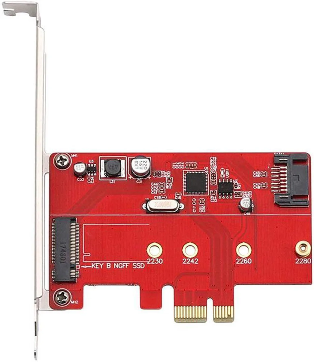 Vszerda Vszerda PCIe x1 to M.2 SATA + SATA III Adapter ASM1061 Standard Bracket — product photo