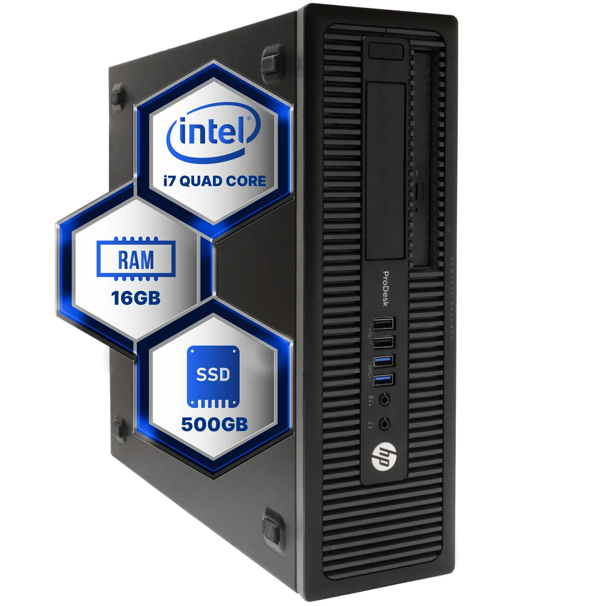 HP HP ProDesk 600G4 desktop PC, i7-8700 3.4 GHz, 16 GB DDR4, 500 GB SSD, Windows 11 Pro — product photo