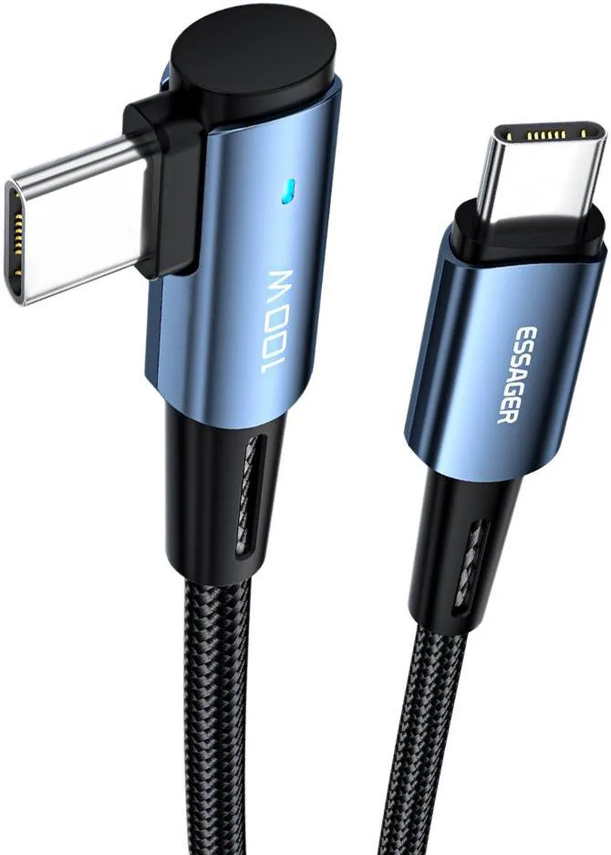 SMUGDESK SMUGDESK 100W USB-C to USB-C Cable 90° Right Angle Blue 6.6ft — product photo