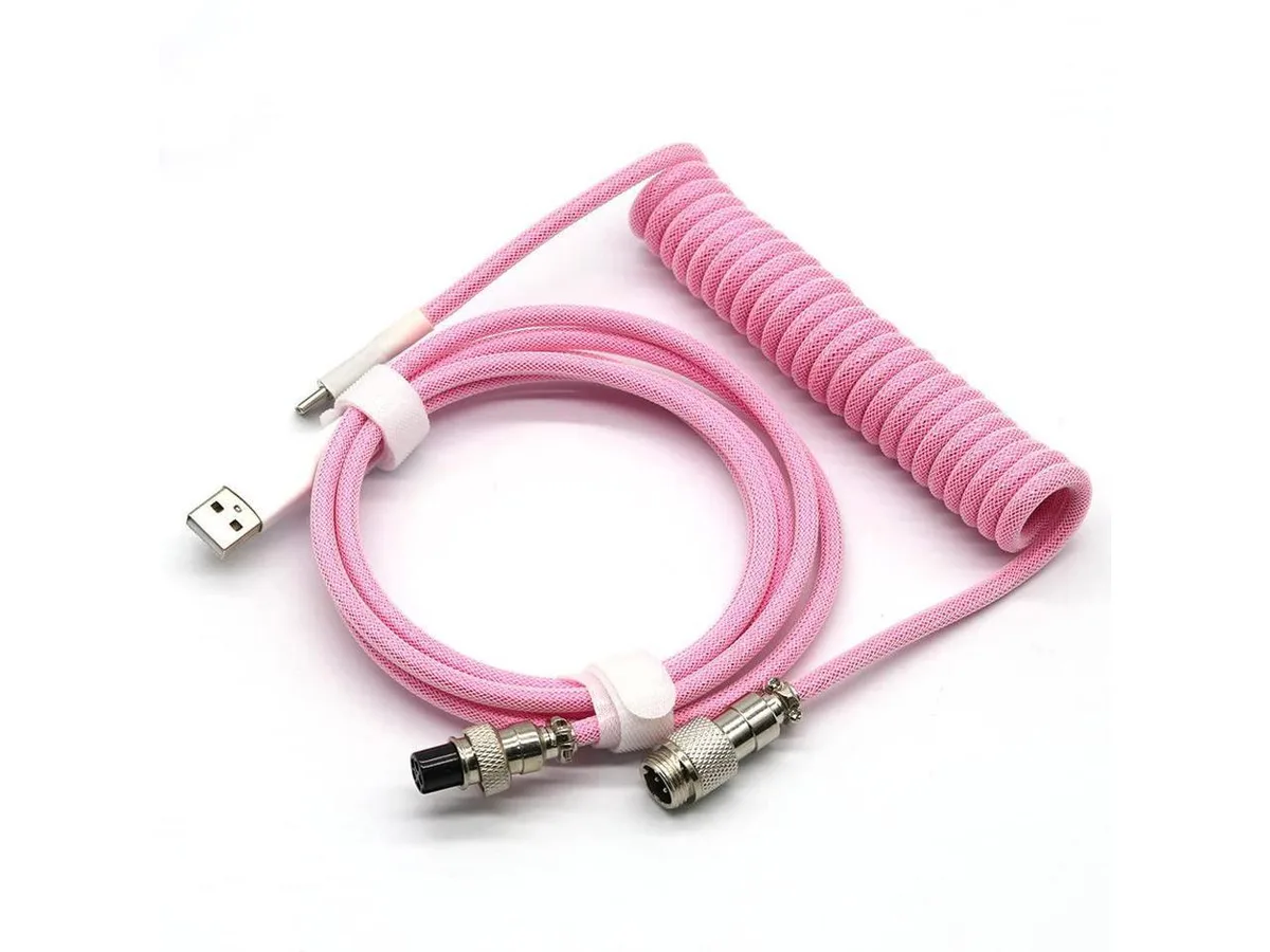 BUCIER BUCIER Coiled USB C Keyboard Cable Pink 9.8ft — product photo