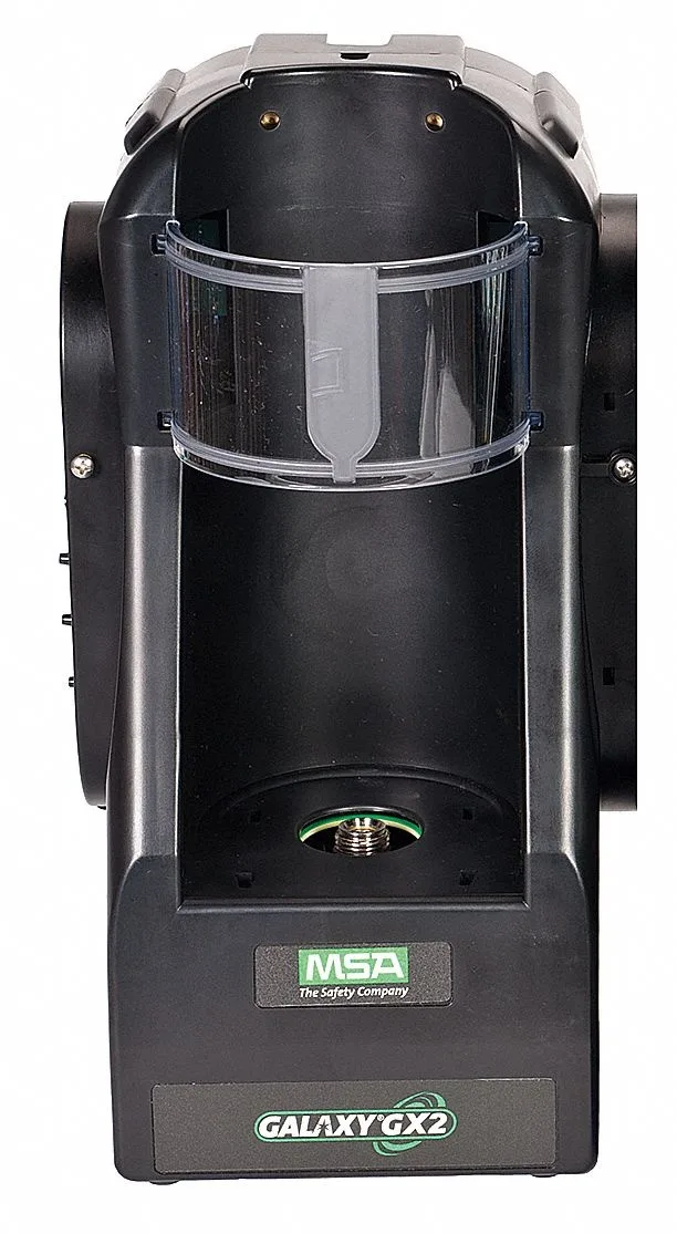 Black MSA Galaxy GX2 cylinder holder with cap and regulator