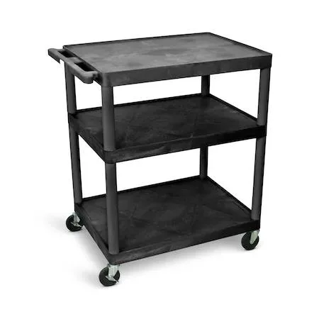 Luxor Furniture Luxor Furniture LP40-B 40"H AV Cart Three Large Shelves Black — product photo