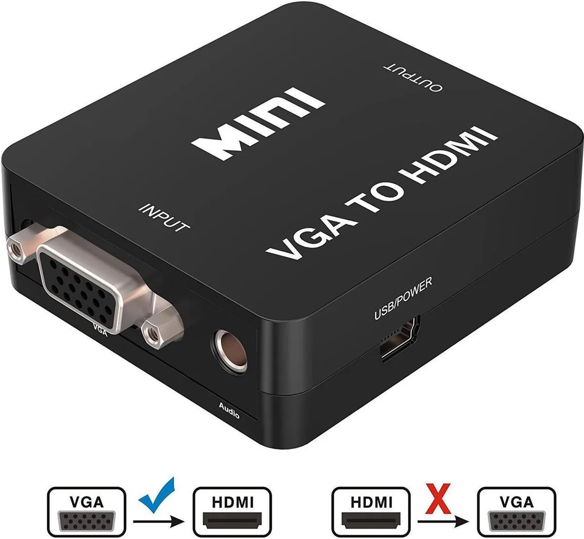 Vszerda Vszerda VGA to HDMI Audio Video Converter 1080p Black — product photo