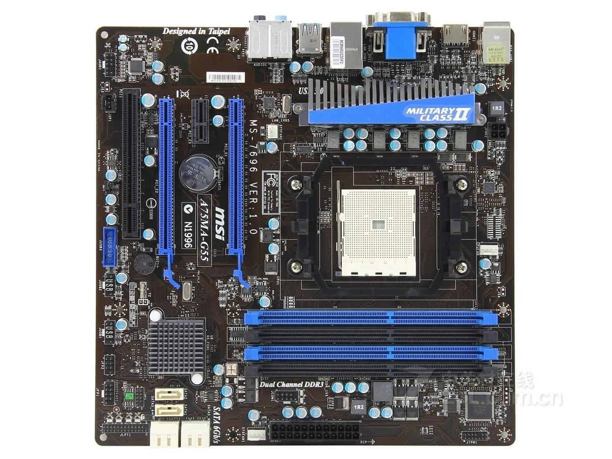 MSI MSI A75MA-G55 AMD motherboard Socket FM1 32GB DDR3 — product photo