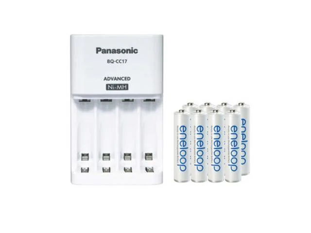Panasonic Panasonic BQ-CC17 charger with 8 AAA 800mAh Eneloop batteries — product photo