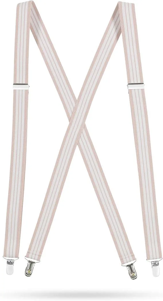 Hold'Em Hold'Em X-Back Suspenders Striped Beige White 46 — product photo