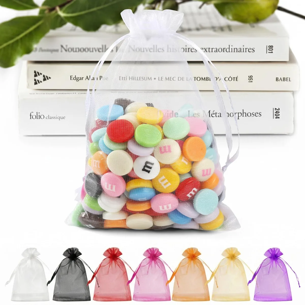  ANZNKU Elegant Organza Bags 50PCS White 5x7 inches sewing accessory — product photo