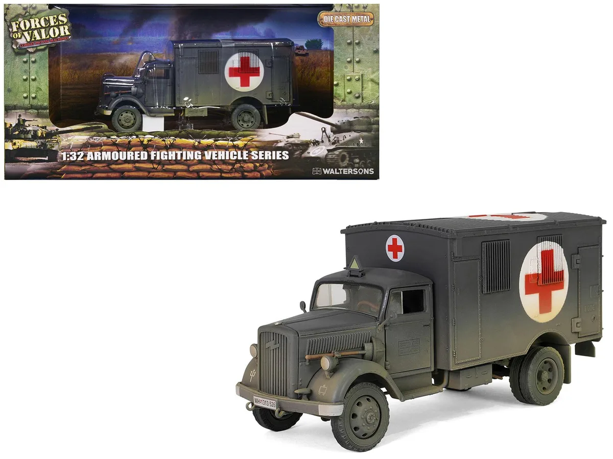 Forces Of Valor Forces Of Valor Opel-Blitz Kfz.305 Ambulance Gray (Weathered) 1/32 hobby collectible — product photo