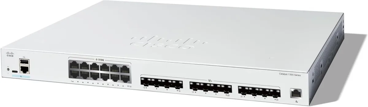 Cisco Systems, Inc. Cisco Systems, Inc. C1300-24XTS network switch, 12×10G RJ45 + 12×SFP+ — product photo