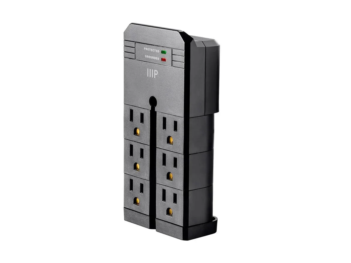 Monoprice Inc. Monoprice 115876 6 Outlet Rotating Surge Protector 2160 Joules Black — product photo
