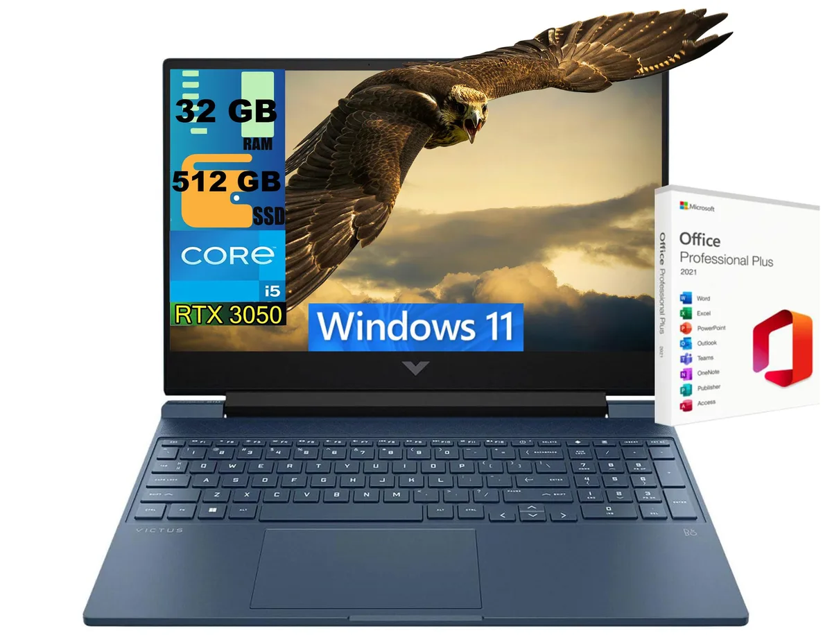 HP HP Victus 15 gaming laptop Blue i5-12450H RTX 3050 32GB 512GB — product photo