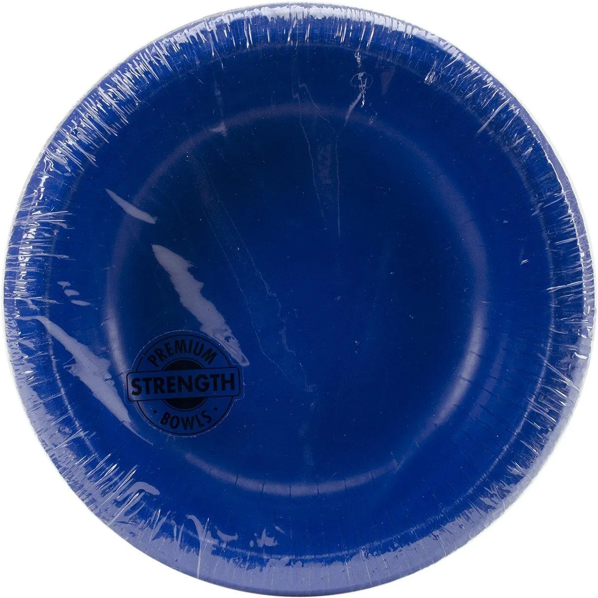 Cobalt blue paper dining bowls, round, 20-count pack