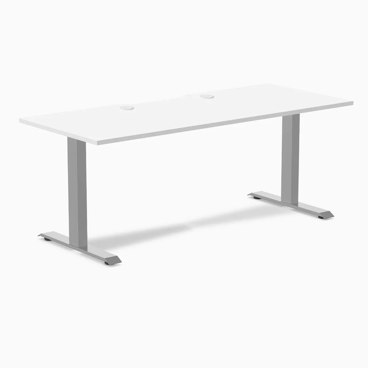 Desky Desky Zero Scalloped Laminate Desk White 70.9 x 29.5 in Grommets Gray — product photo