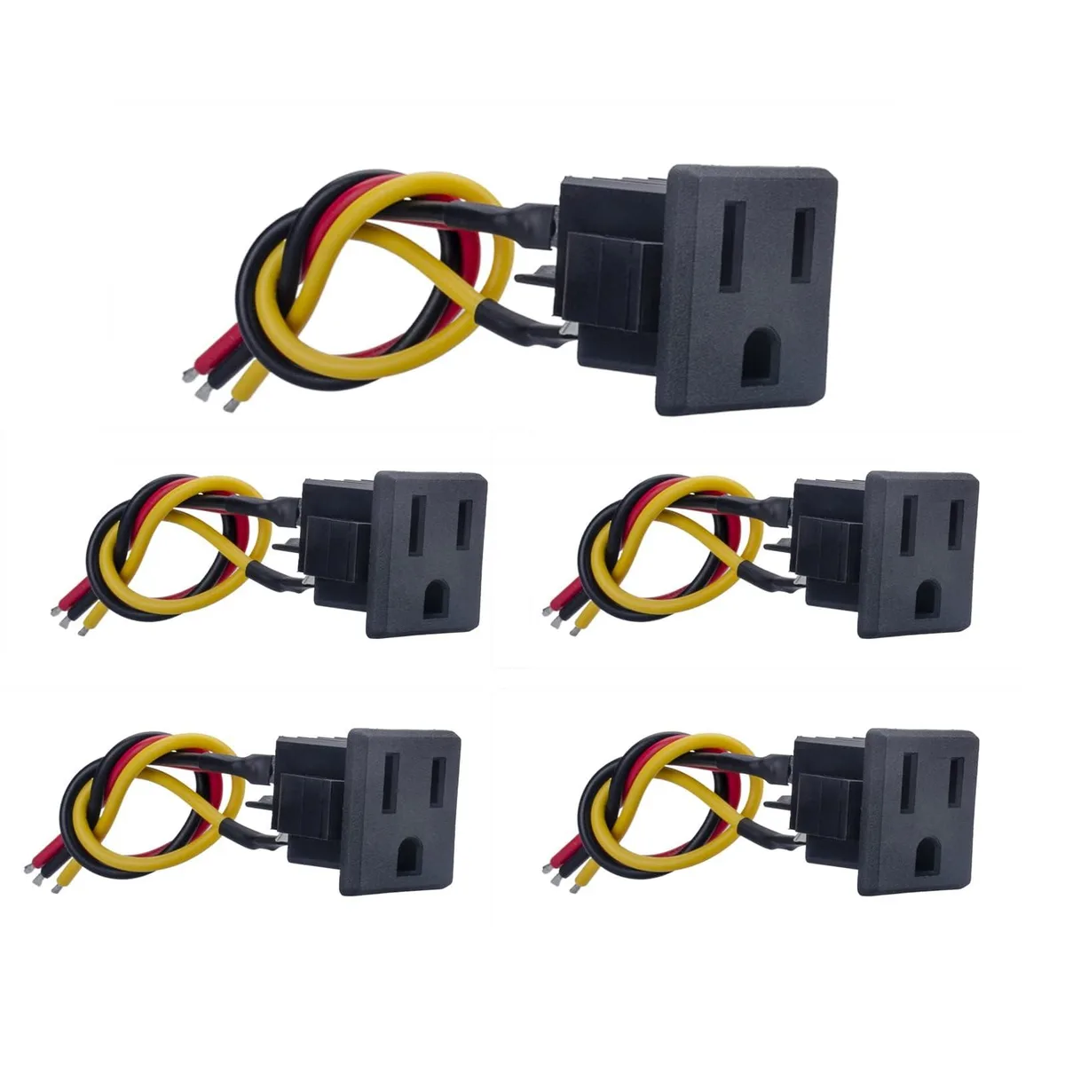  3 Pins US Power Socket Plug Panel 15A 125V 18AWG — product photo