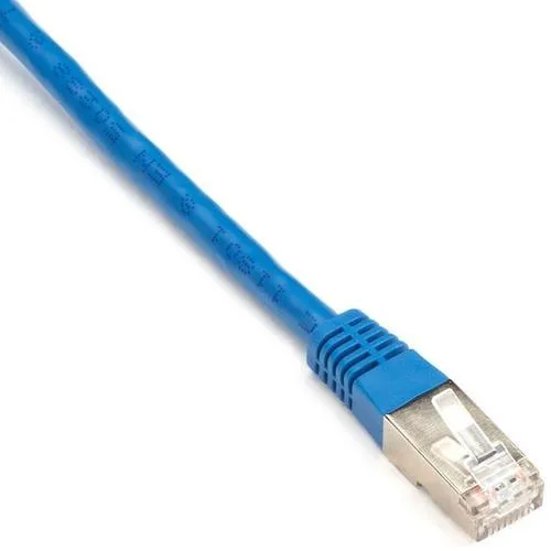 Blue shielded Cat6 patch cable, slim 5ft length