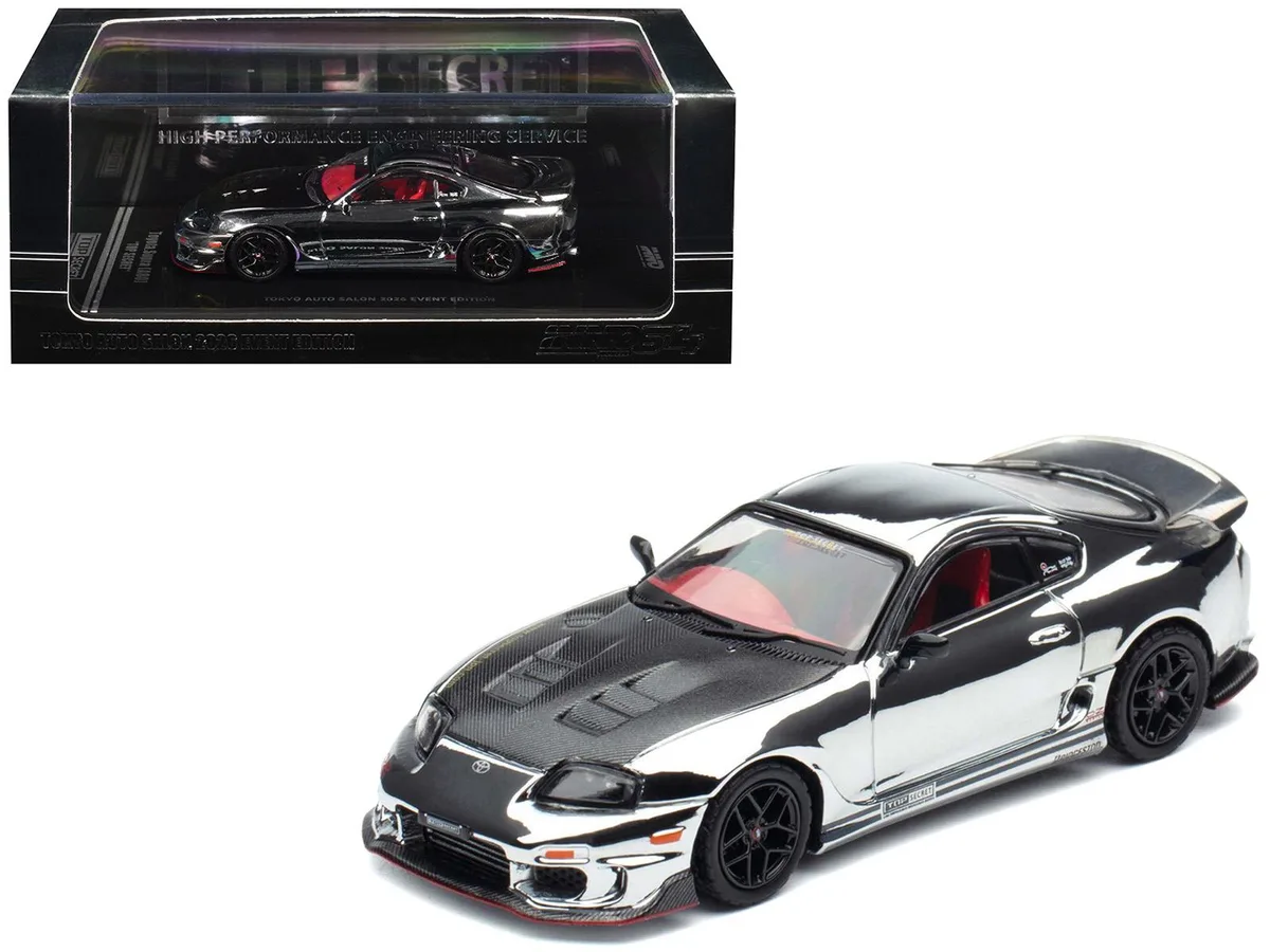 Inno Models Inno Models Toyota Supra A80 GT300 RHD Chrome Carbon Hood Red Interior Tokyo Auto Salon 2026 1/64 — product photo