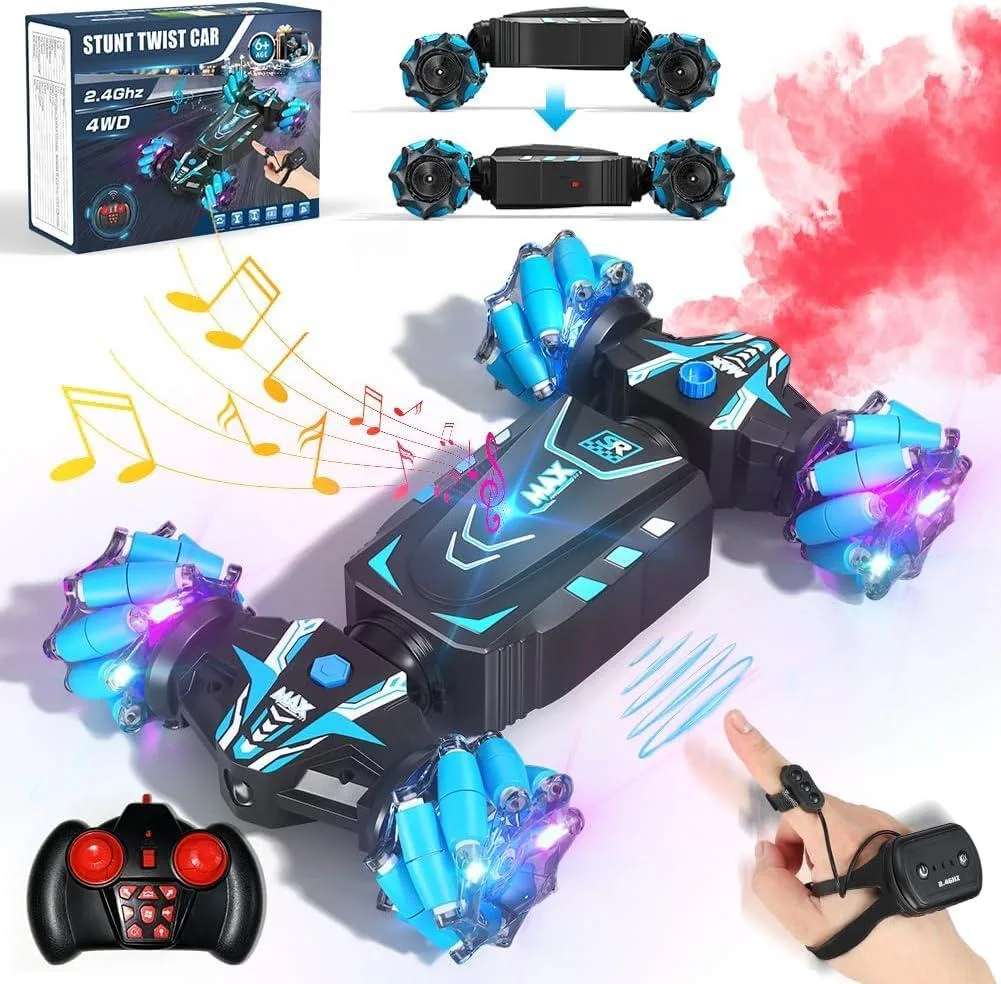 usbroway usbroway RC Stunt Car Gesture &amp; Remote 2.4 GHz 4WD 360° Rotation Spray Lights Music Toy — product photo