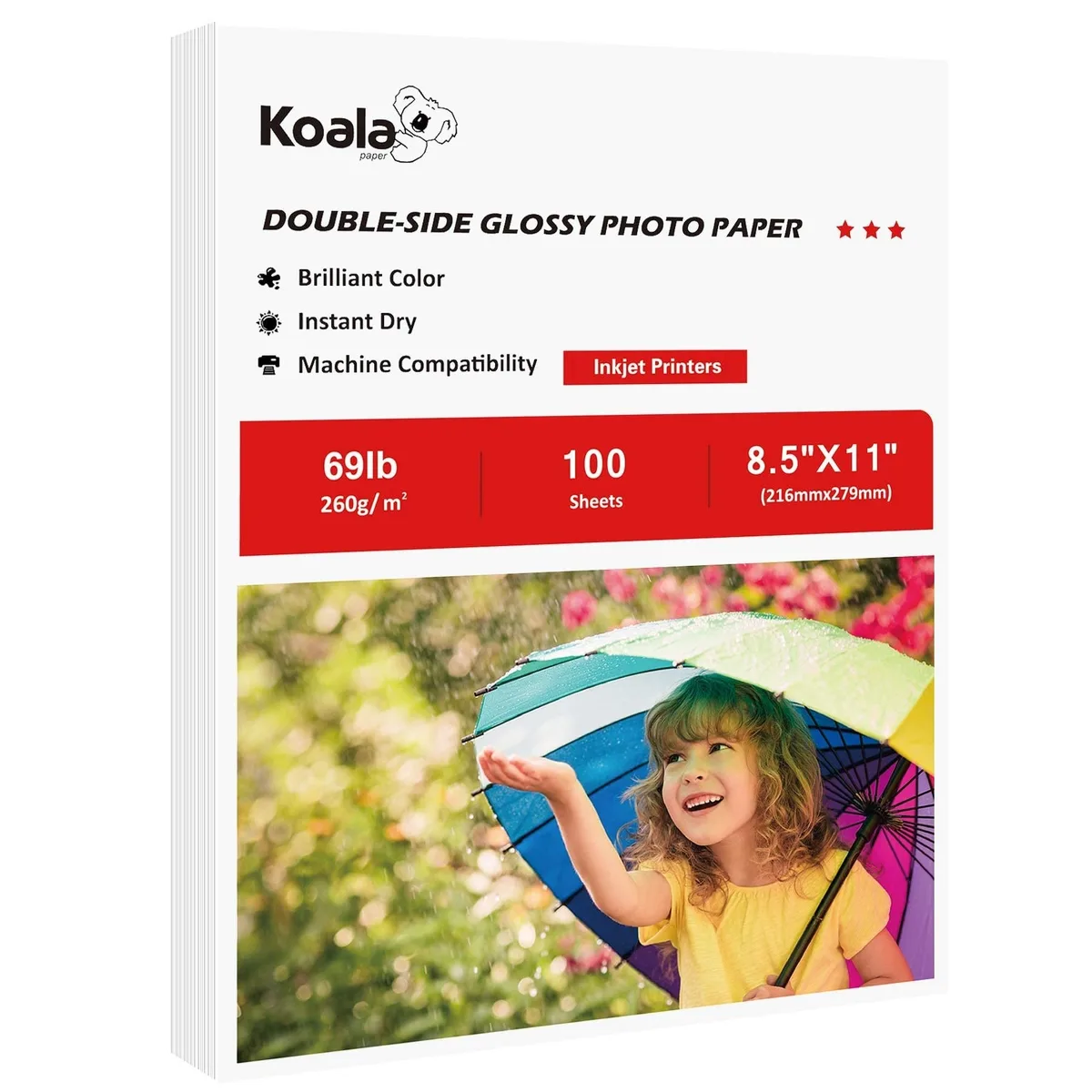  Koala Double Sided Glossy Photo Paper 8.5x11 Inch 69LB 100 Sheets — product photo