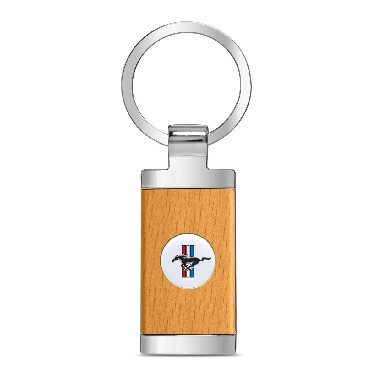 iPick Image, LLC iPick Image, LLC Ford Mustang Tri-Bar Key Chain Maple Wood Chrome — product photo