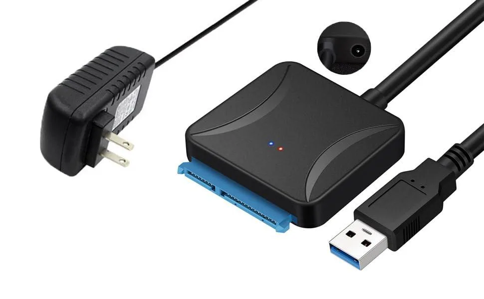  2-Power SATA to USB 3.0 Adapter with 12V 2A Power Supply (Red) — product photo