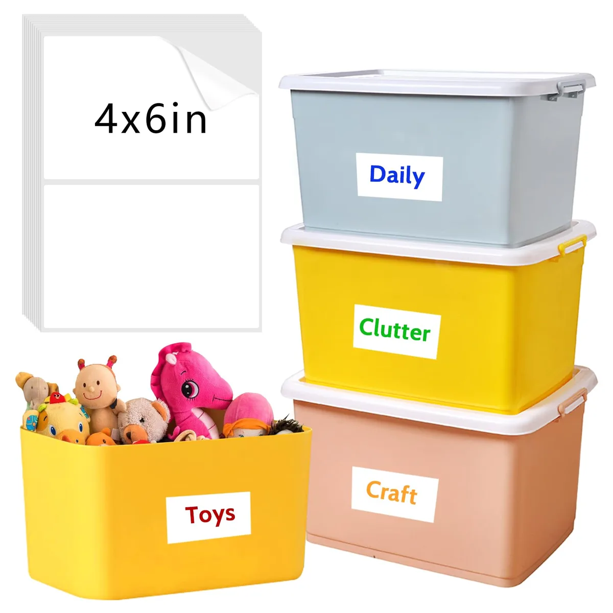 Matte white rectangular adhesive labels on 75 sheets, 150 pieces total