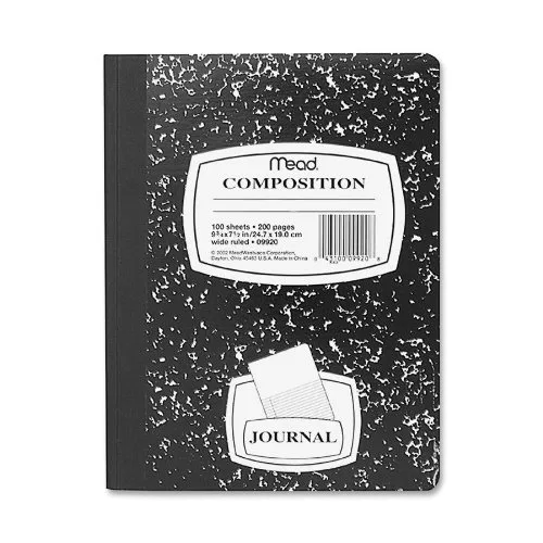 Black marble composition book with sewn binding 100 sheets