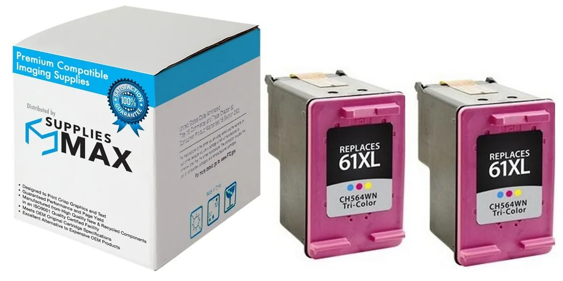 SuppliesMax SuppliesMax HP 61 (CZ074FN) Color Ink Cartridge 2-Pack 165 Pages — product photo