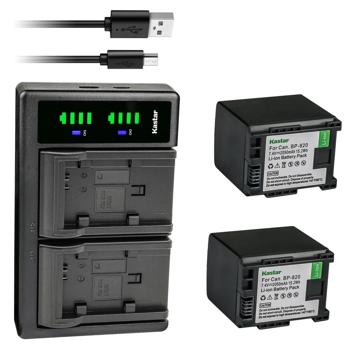 Kastar Kastar BP-820 2-Pack Battery &amp; LTD2 USB Charger — product photo