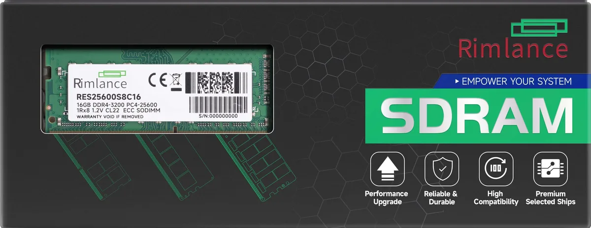 RIMLANCE RIMLANCE RES25600S8C16 16GB DDR4 3200MHz ECC SODIMM 1Rx8 — product photo