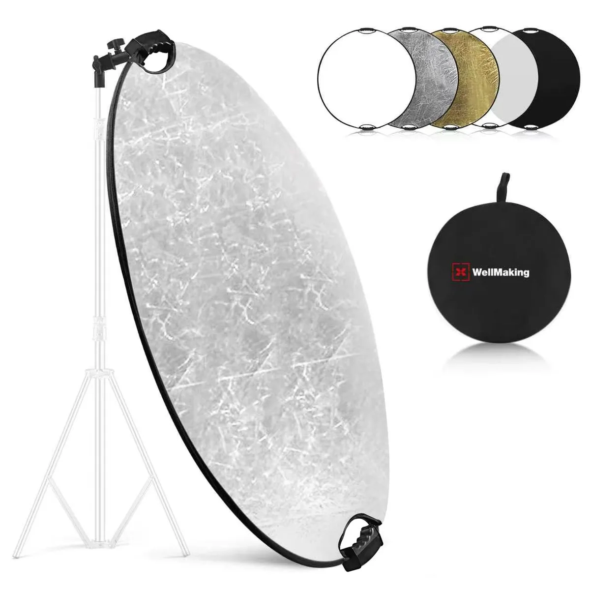 WELLMAKING W-80FF 32 Inch 5-in-1 Collapsible Reflector with Bag & Tilt Adapter — product photo