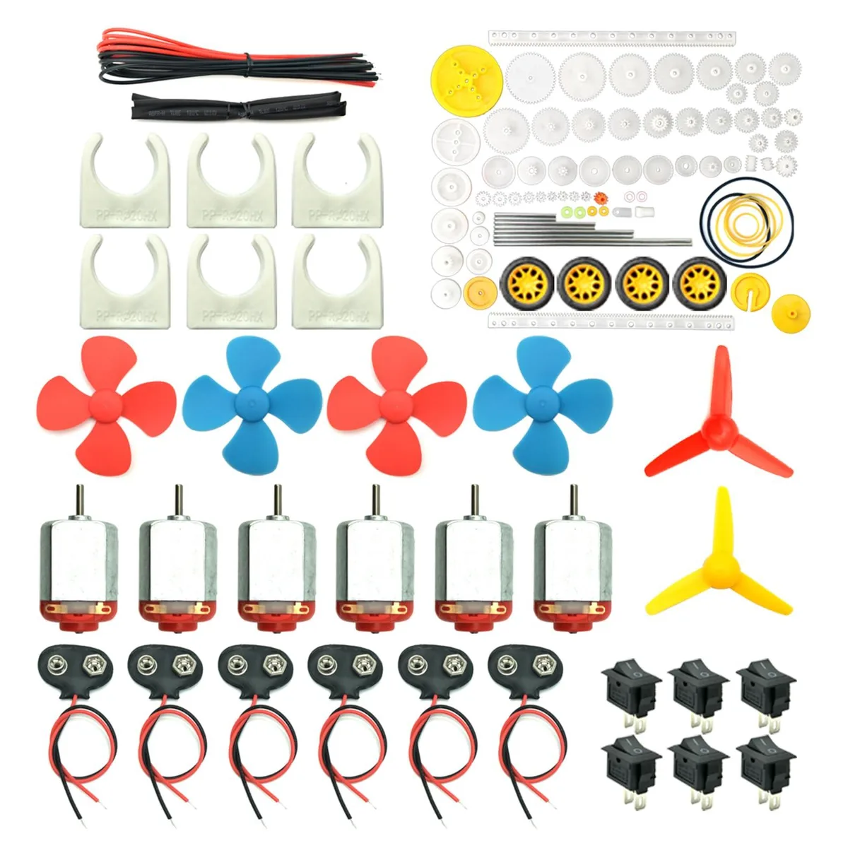 EUDAX EUDAX-QC-6SETP 6pcs 130 DC Motor Kit 3V-12V 25000 RPM 86 Gears — product photo