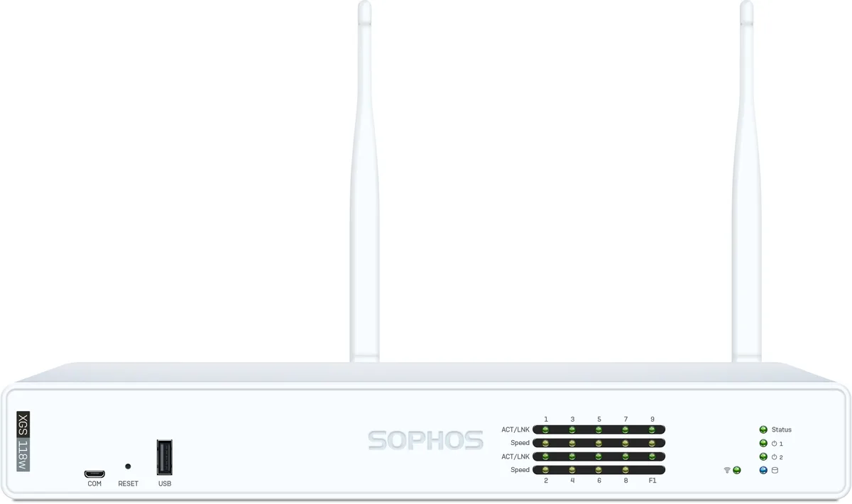 Sophos Sophos XGS 118w XW118Z00ZZPCUS firewall appliance 9×2.5GbE Wi-Fi 6 8GB LPDDR5 64GB — product photo