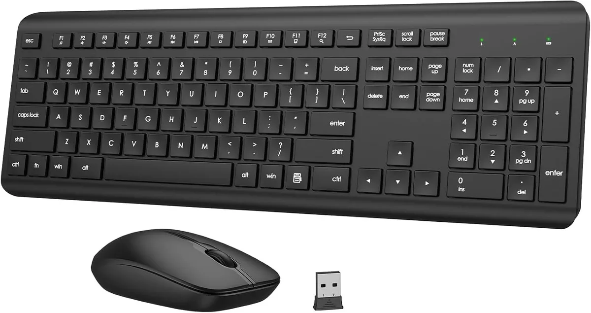 TUKO TUKO Wireless Keyboard and Mouse Combo Full-Size Silent Ergonomic 2.4GHz 10m 1600 DPI 365-Day Battery — product photo