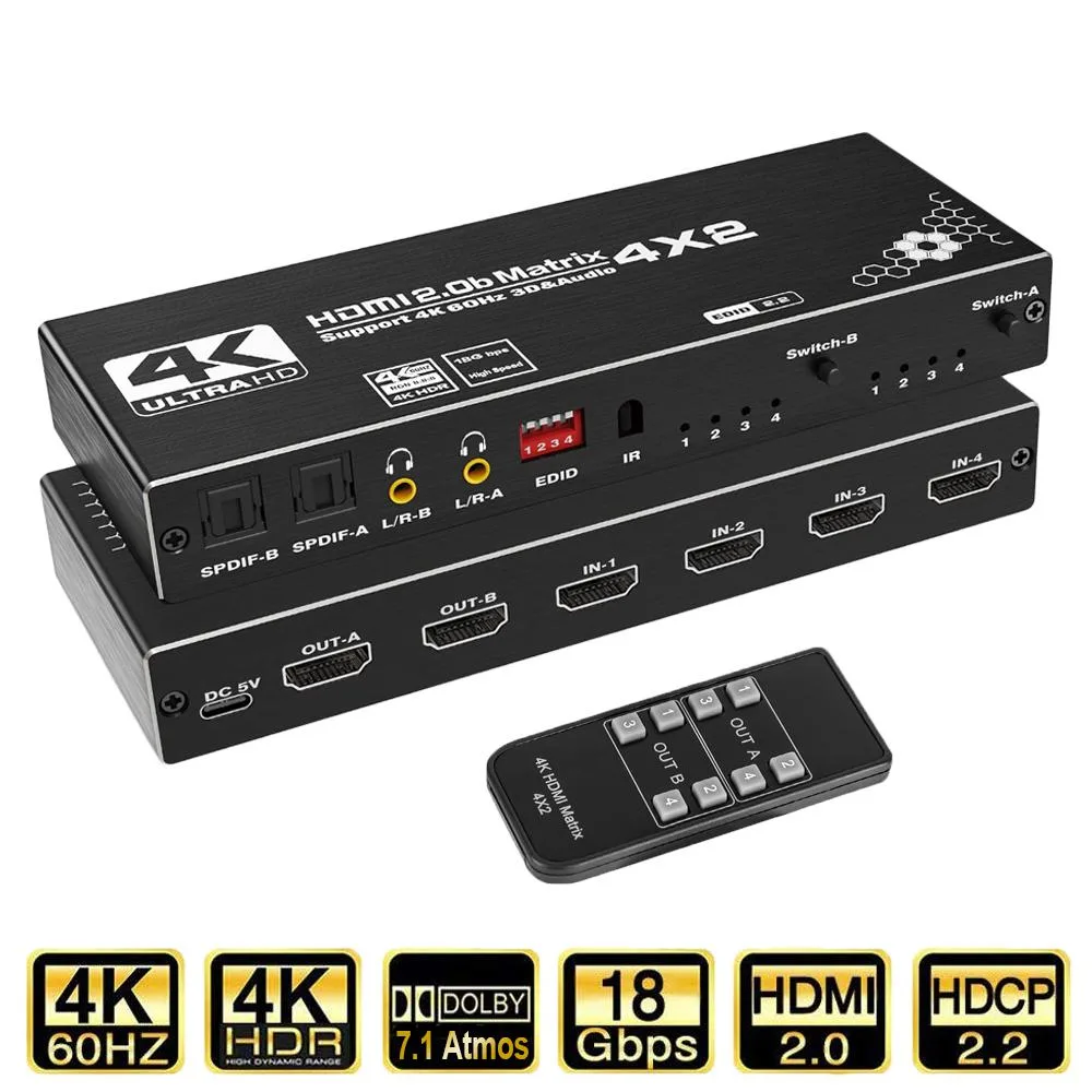 AUBEAMTO AUBEAMTO 4K HDMI 4x2 Matrix Switch video switch — product photo