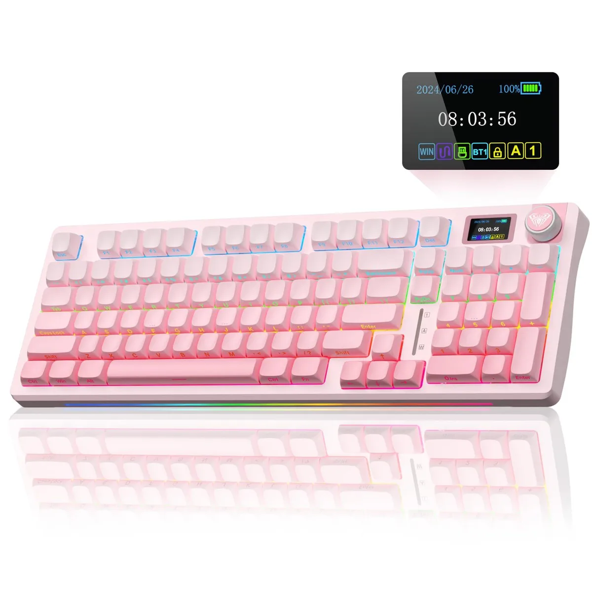Vszerda Vszerda S98 Pro Wireless Mechanical Keyboard with Screen & Knob, Pink Creamy — product photo